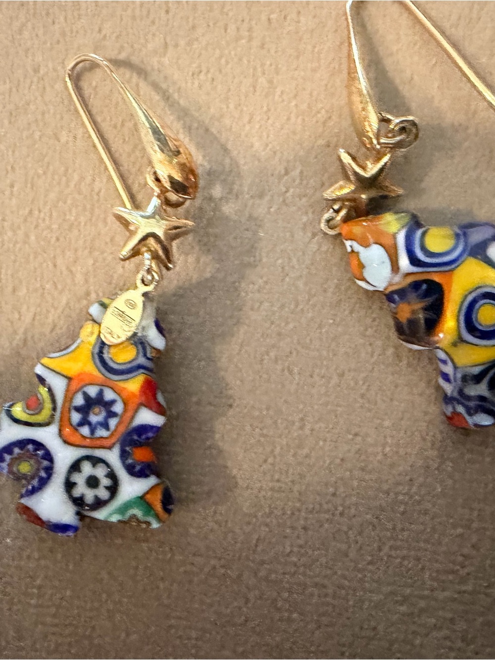Ross-Simons Multicolor Millefiori Glass Starfish Drop Earrings